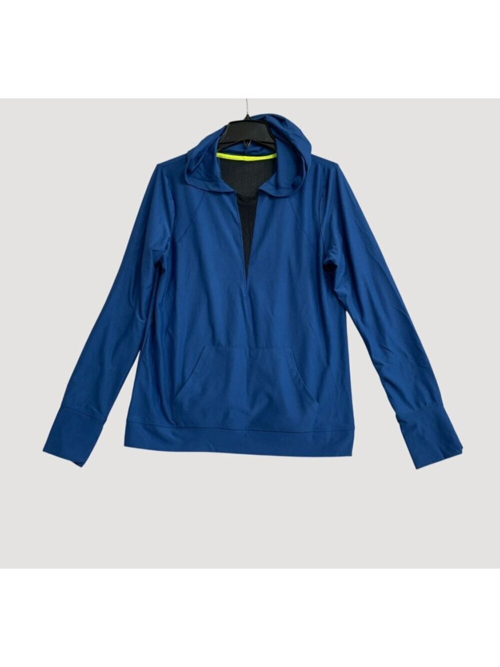 C&C California Women's L Blue Hooded Long Sleeve Pullover With Mesh Back P0189